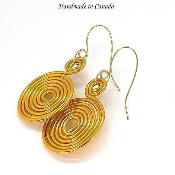 Bold Spiral Dangle Earrings Handcrafted in Canada - Picture 2 of 5
